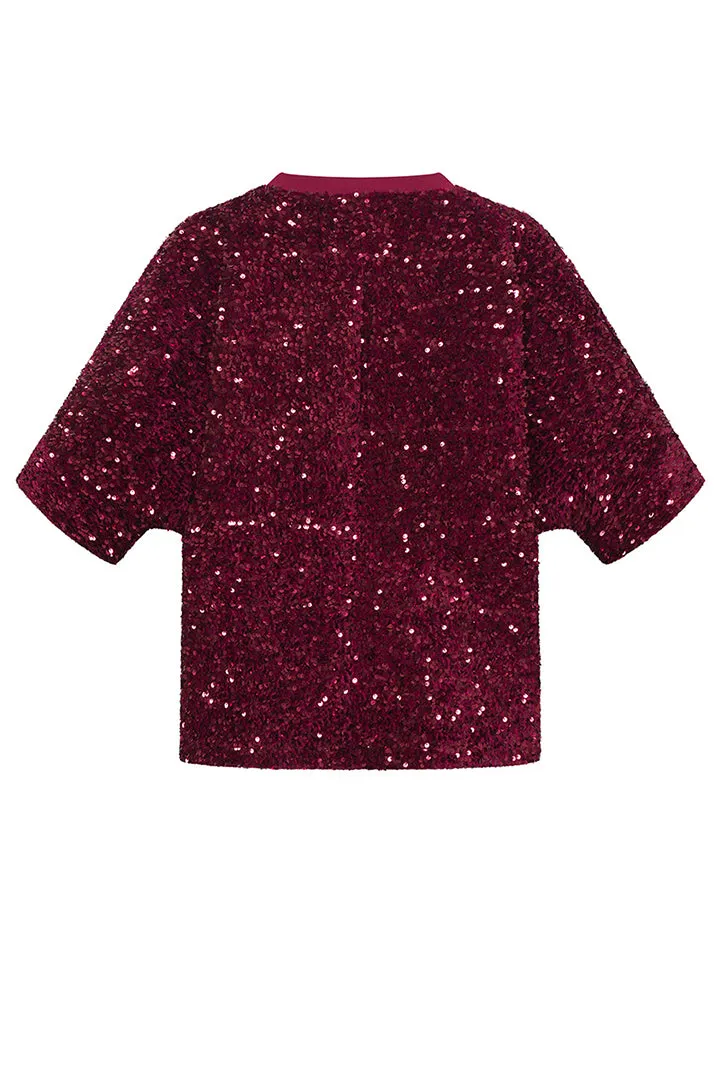 Kaia Sequin Jacket - Deep red