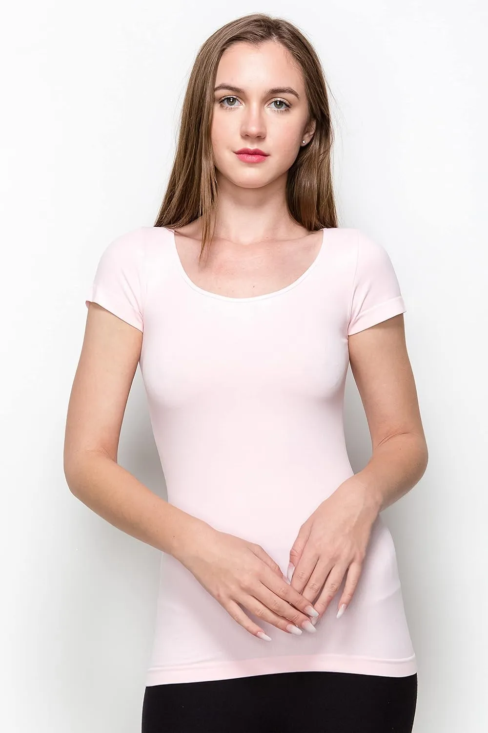 Kurve Scoop Neck Cap Sleeve Seamless Top, UV Protective Fabric UPF 50  (Made with Love in The USA)