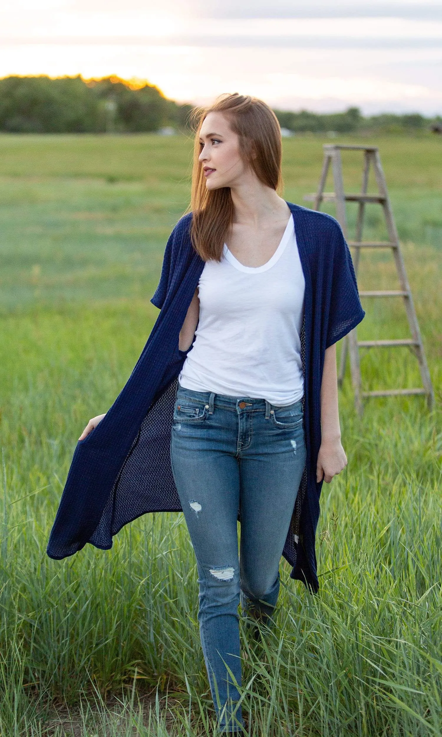 LAmade Yas Waffle Weave Long Cardigan