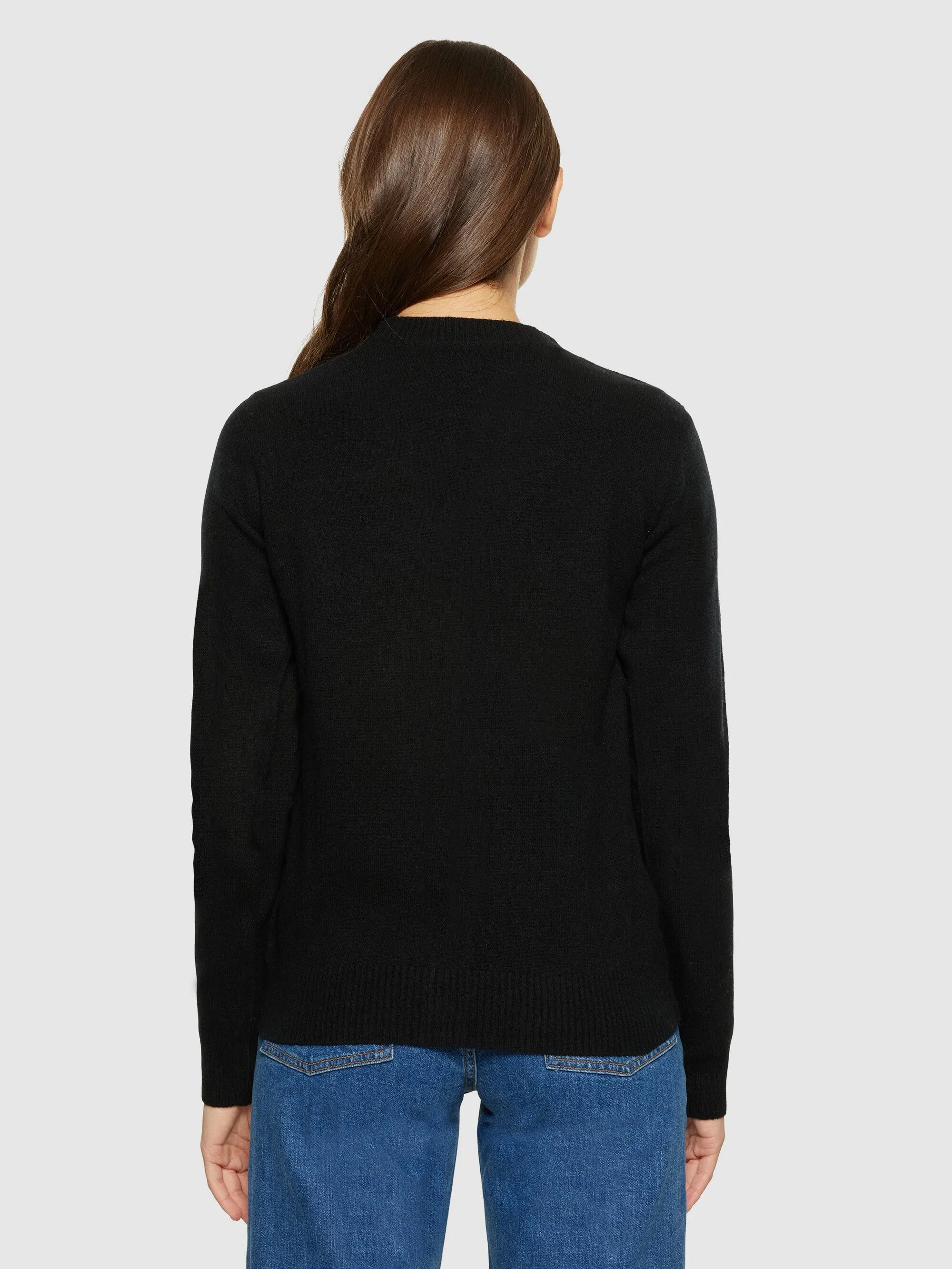Lambswool V-neck Cardigan - Black Jet