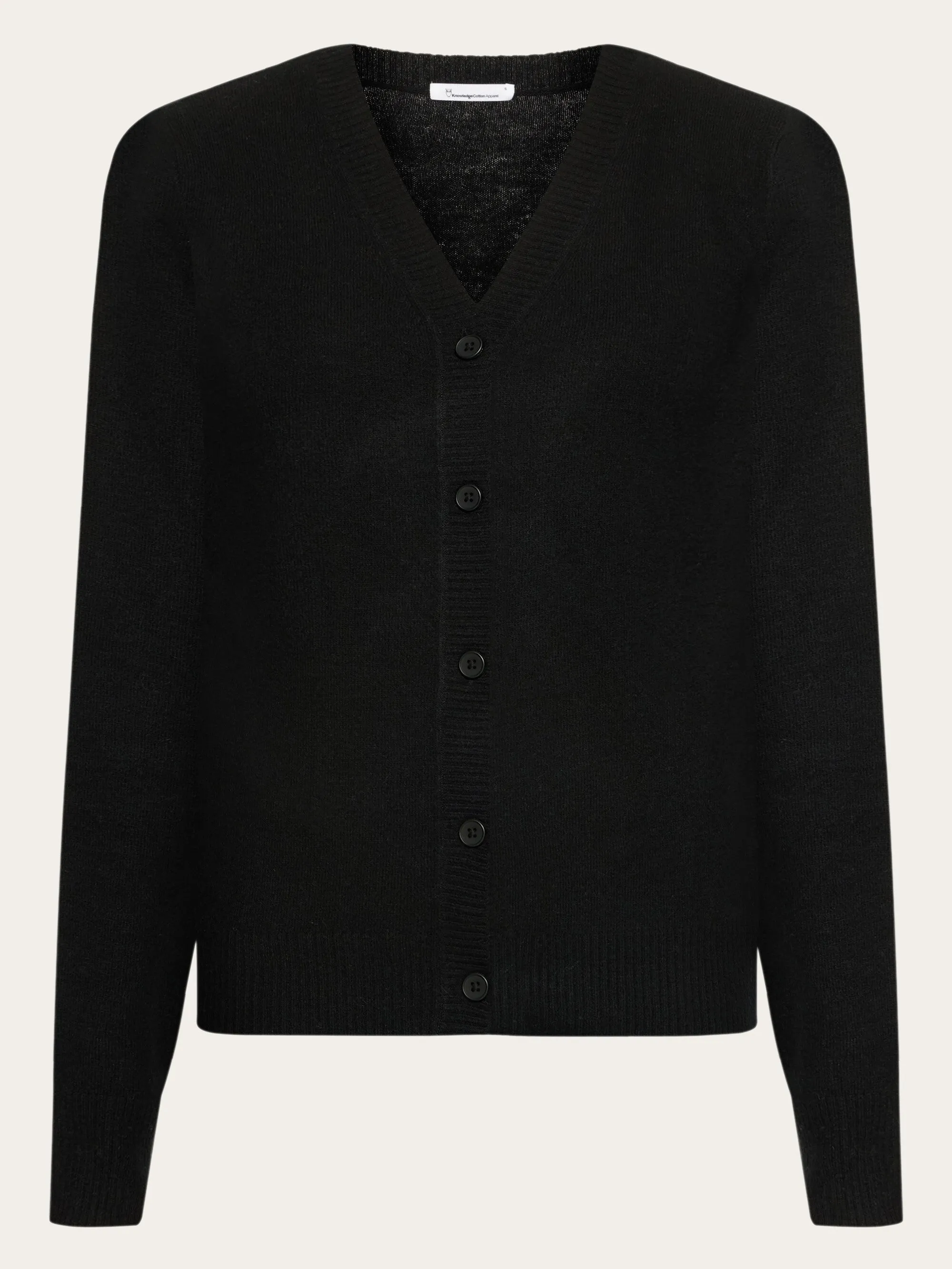Lambswool V-neck Cardigan - Black Jet