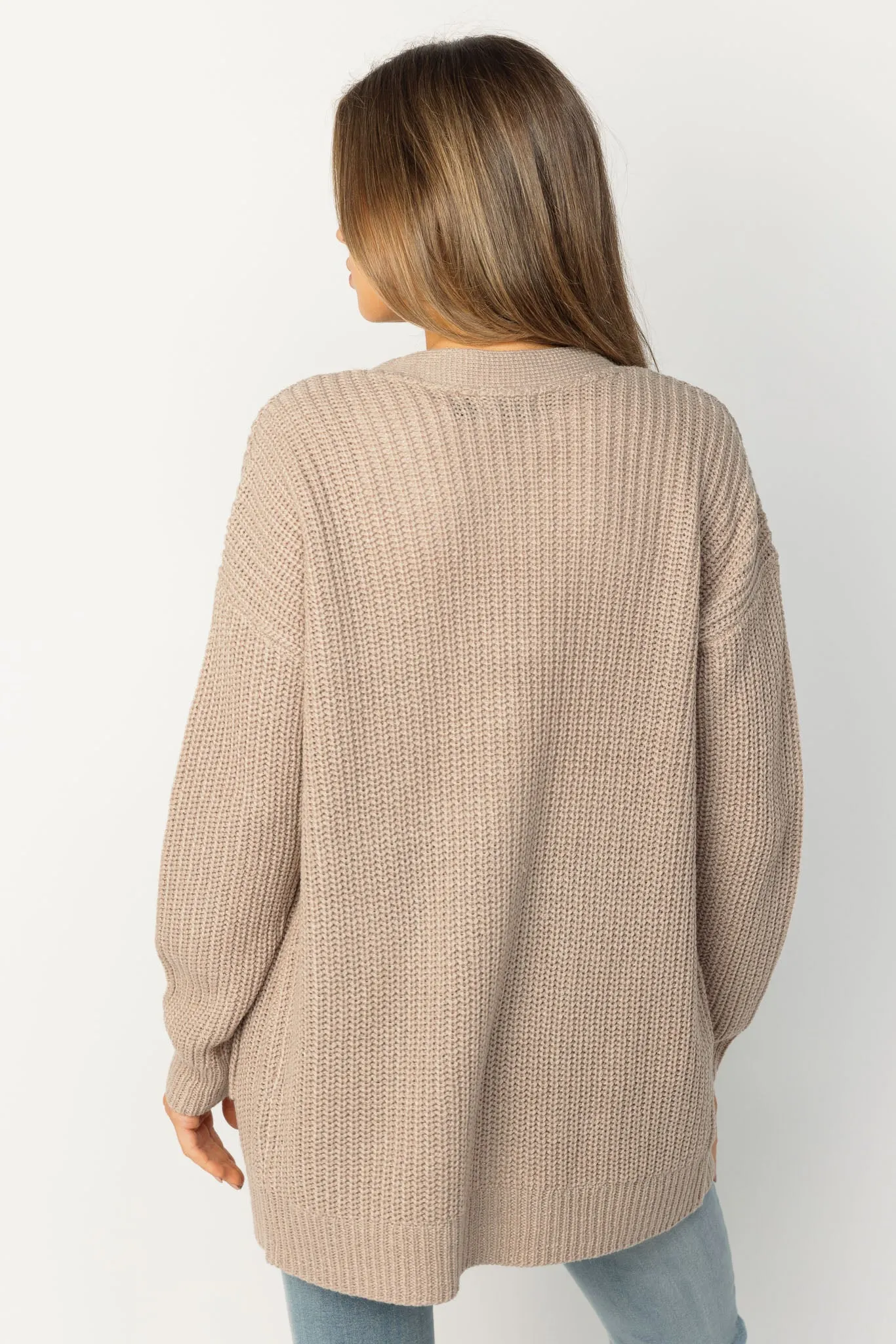 Long Buttoned V-Neck Grandpa Cardigan