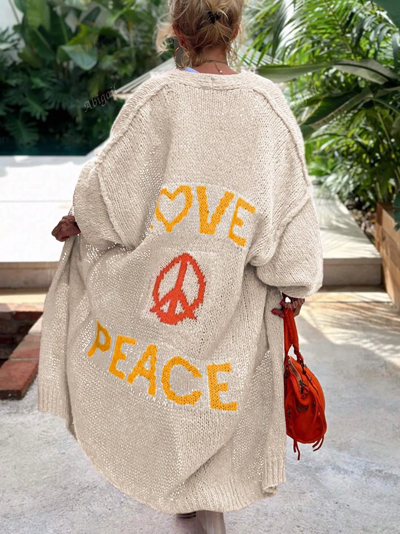 Love and Peace Mid-Length Cardigan Sweater for Curvy Gals