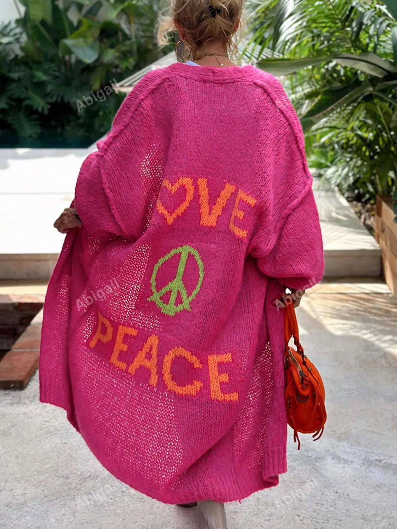 Love and Peace Mid-Length Cardigan Sweater for Curvy Gals