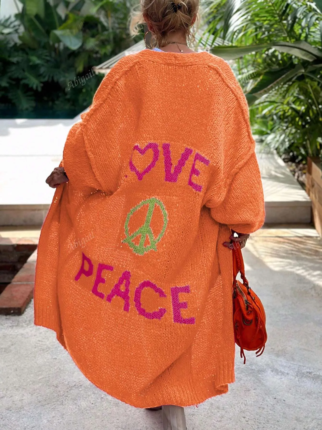 Love and Peace Mid-Length Cardigan Sweater for Curvy Gals