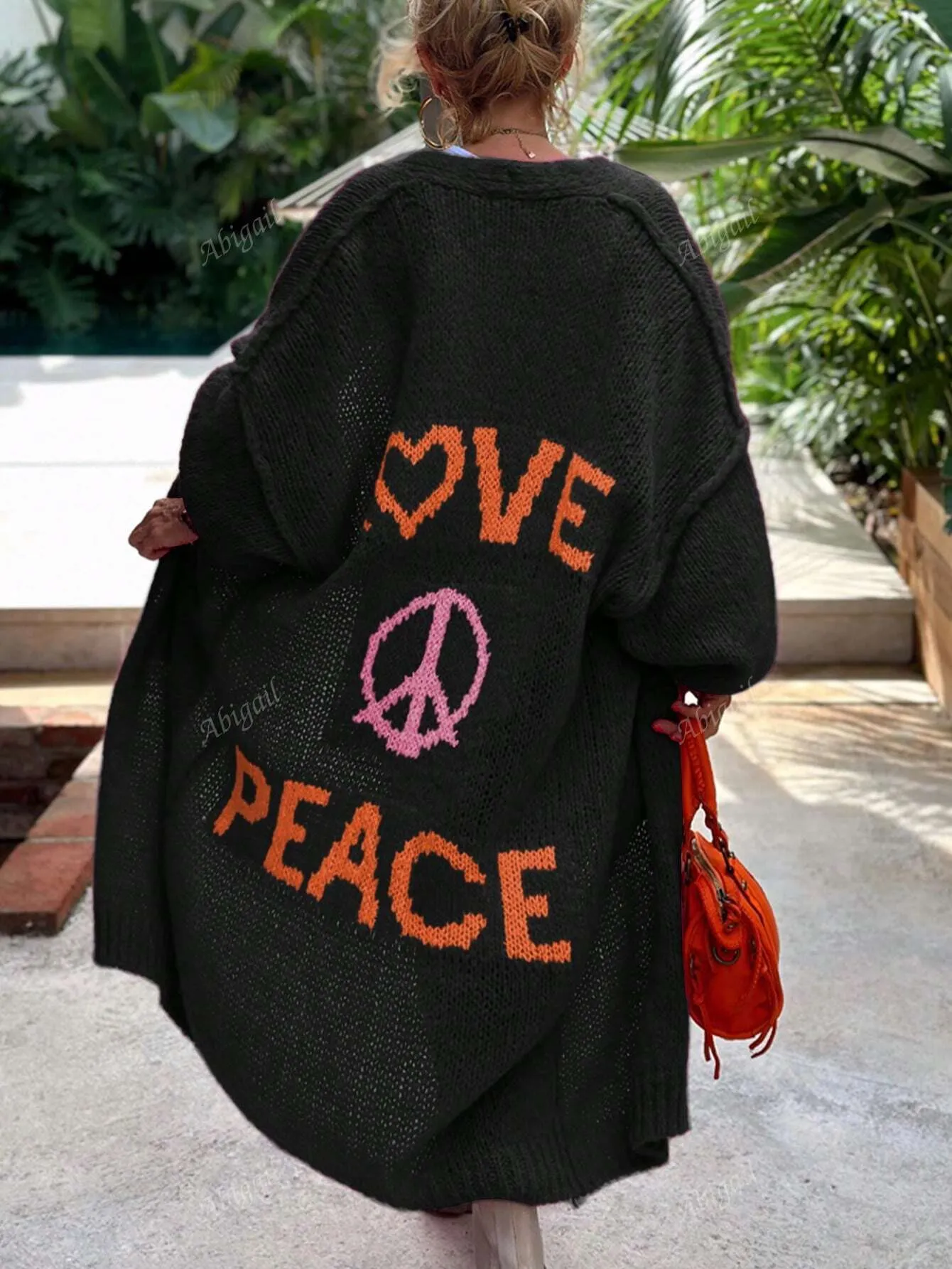 Love and Peace Mid-Length Cardigan Sweater for Curvy Gals