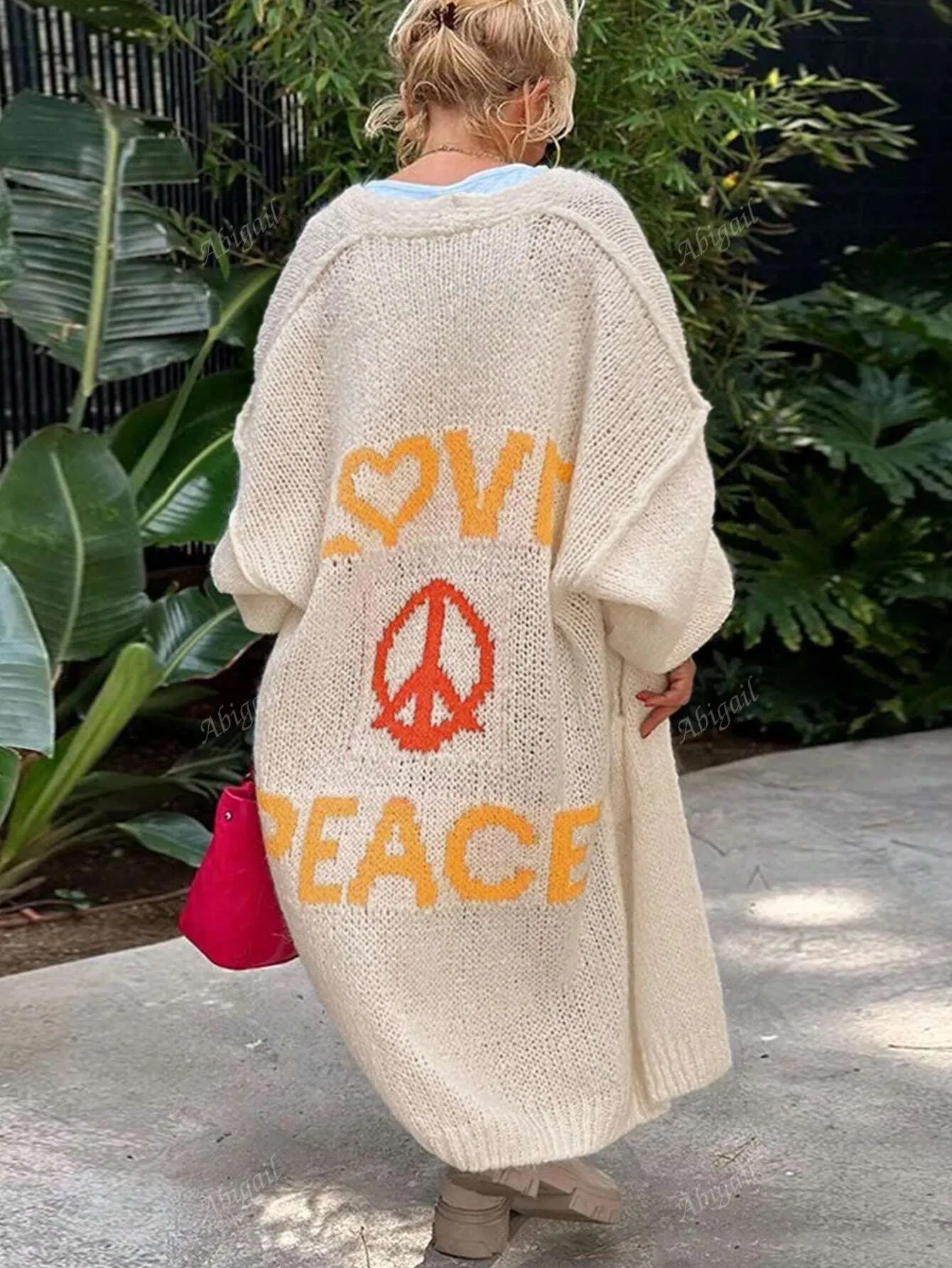 Love and Peace Mid-Length Cardigan Sweater for Curvy Gals