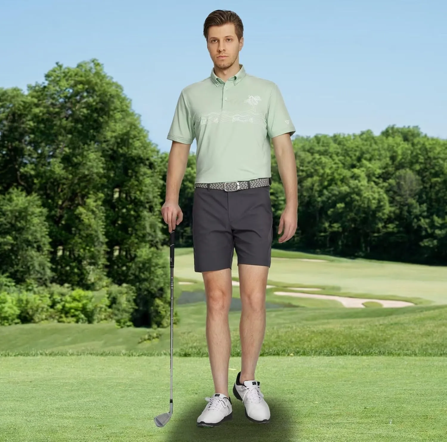 M MAELREG Golf Shirts for Men Dry Fit Moisture Wicking Performance Lightweight Print Pattern Short Sleeve Mens Polo Shirts