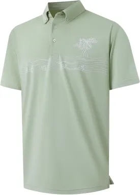 M MAELREG Golf Shirts for Men Dry Fit Moisture Wicking Performance Lightweight Print Pattern Short Sleeve Mens Polo Shirts
