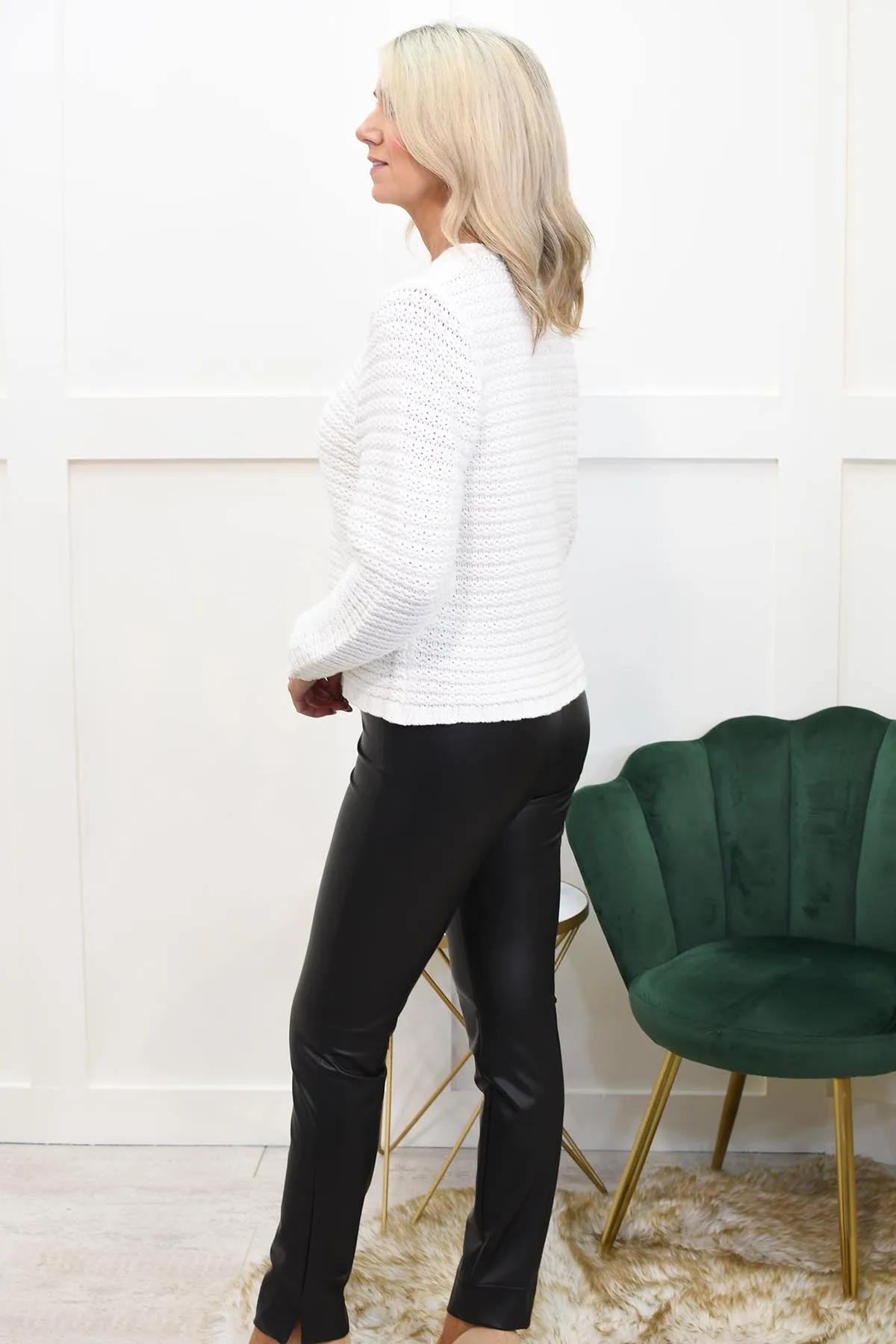 Marble Cream Chunky Knit Short Cardigan- 7642 104