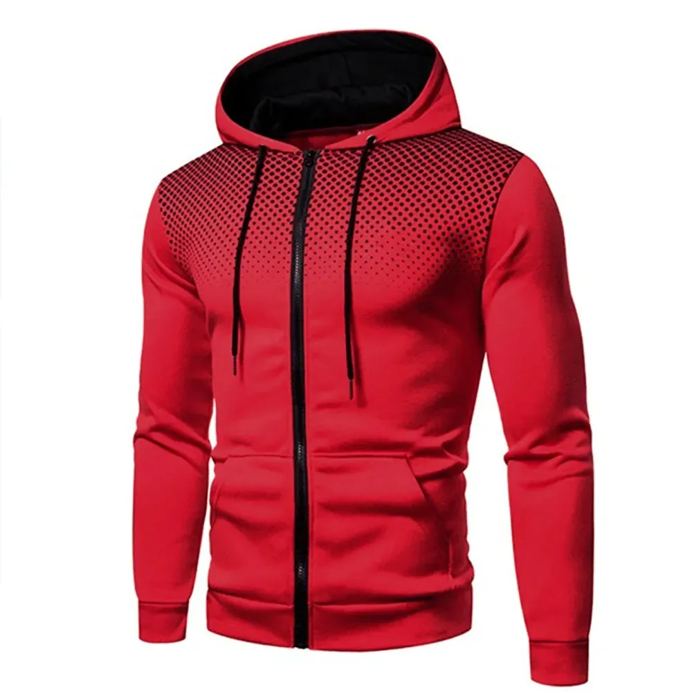 Men's Autumn Hooded Jacket Long Sleeved Zip Up Sweatshirt Coat*
