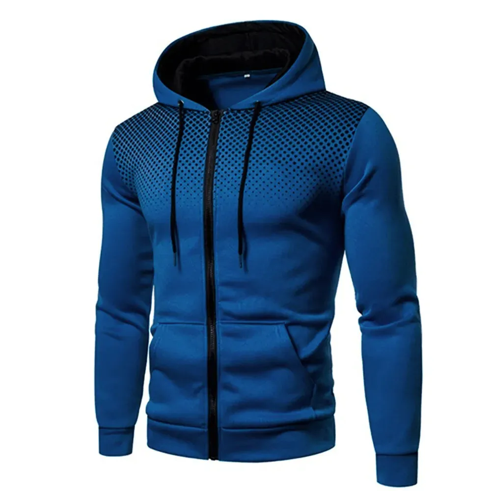 Men's Autumn Hooded Jacket Long Sleeved Zip Up Sweatshirt Coat*