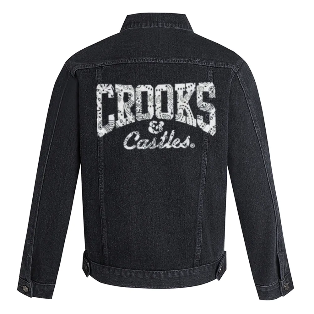 Mens Crooks Letter Graphic Button Up Denim Jacket