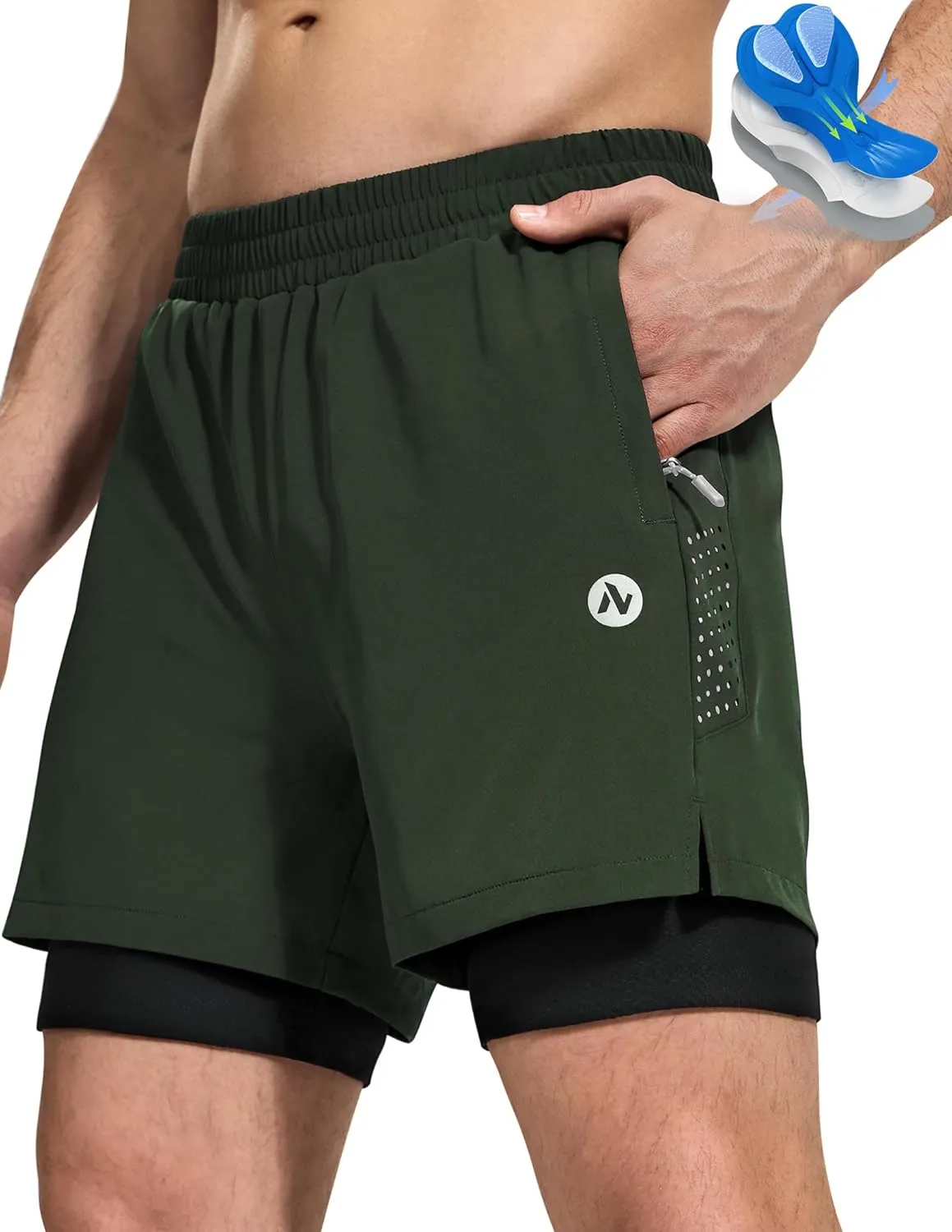 Men's Mountain Bike Shorts 4D Padded Cycling Bicycle Biker Riding Loose-fit Gel Padding MTB Shorts Zipper Pockets