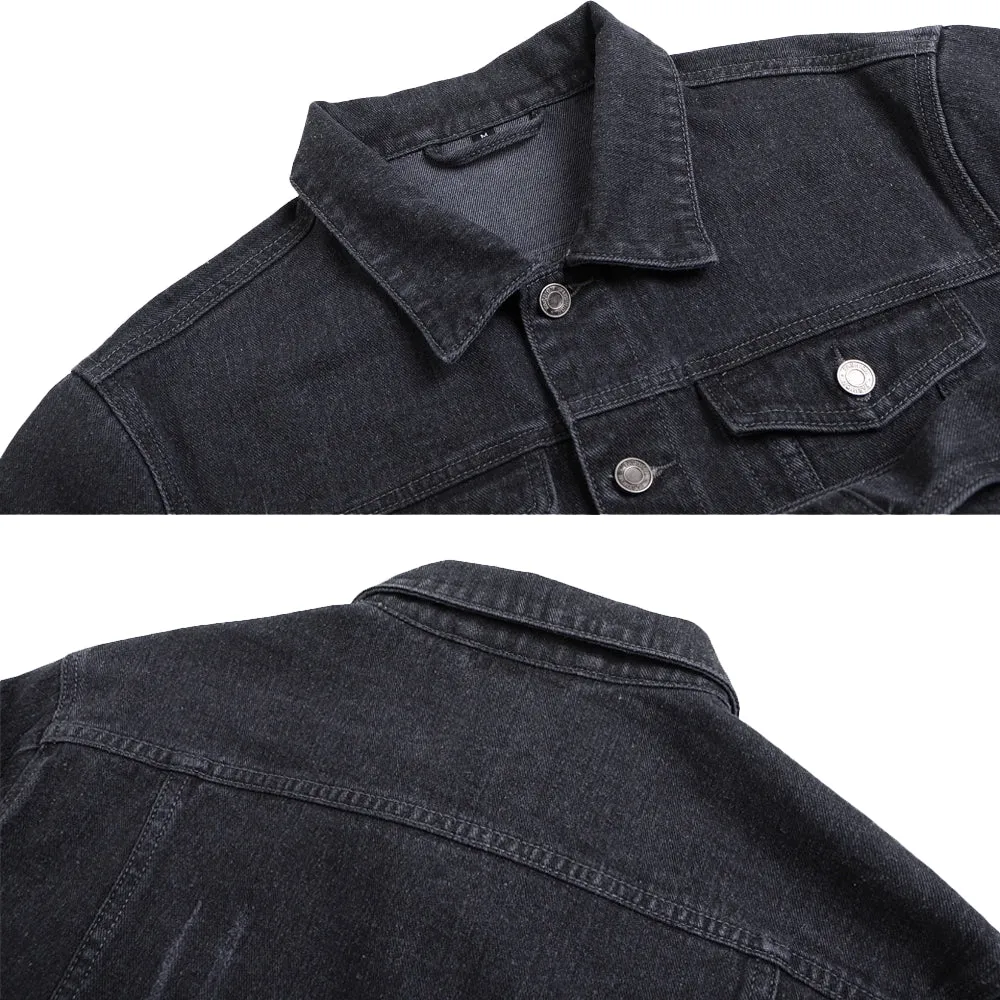 Mens Vintage Cartoon Cute Bear Prints Denim Jacket