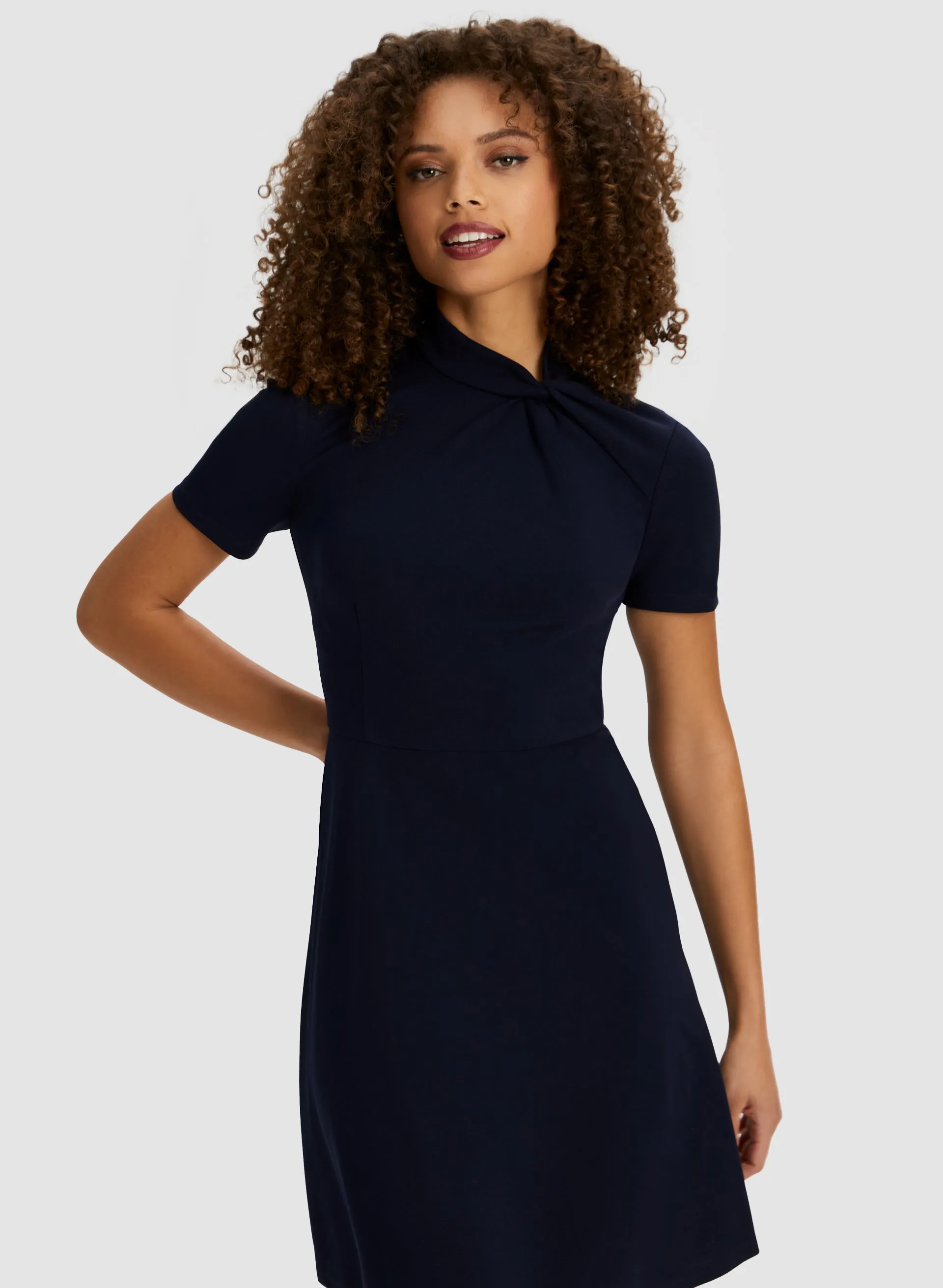 Mock Neck Twist Detail Dress