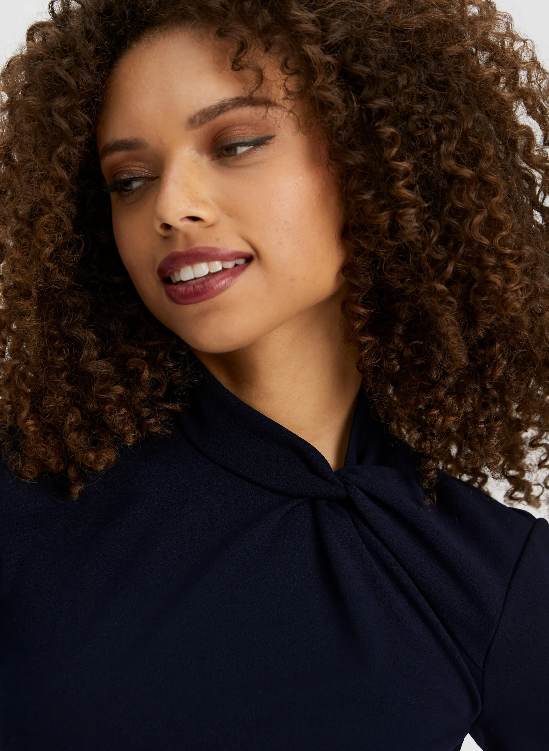 Mock Neck Twist Detail Dress