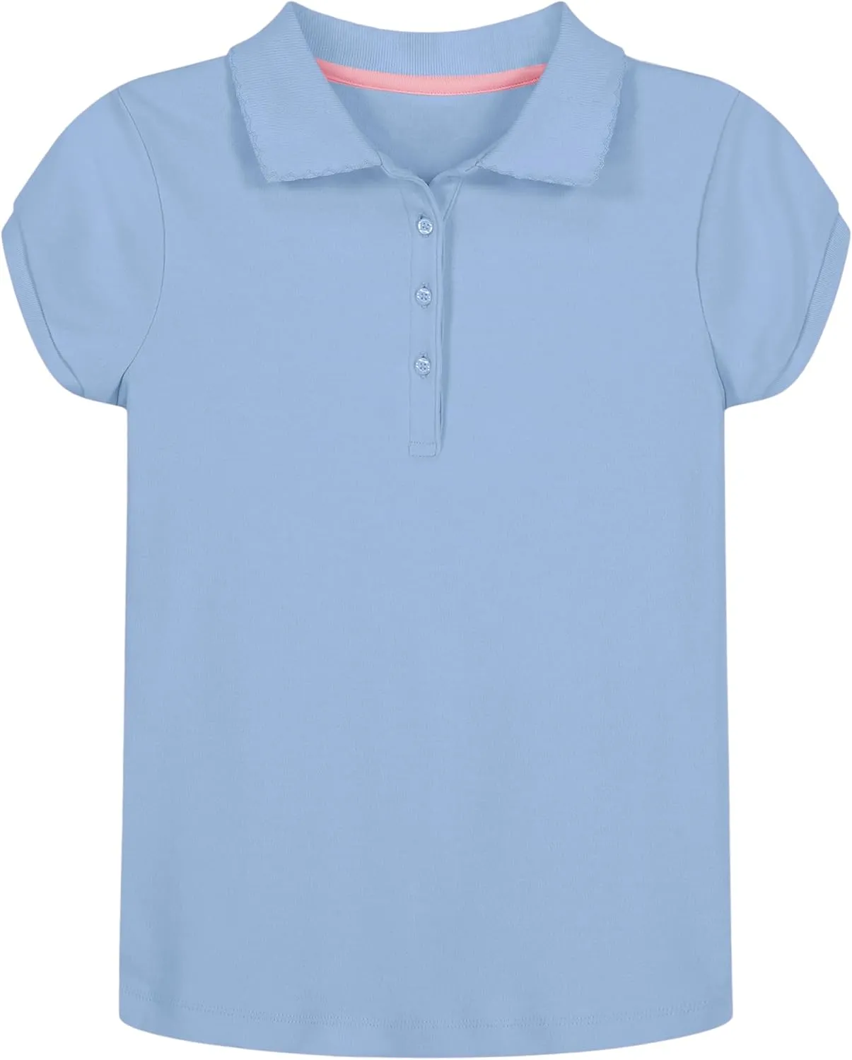 Nautica Girls' School Uniform Short Sleeve Polo Shirt, Button Closure, Soft Pique Fabric