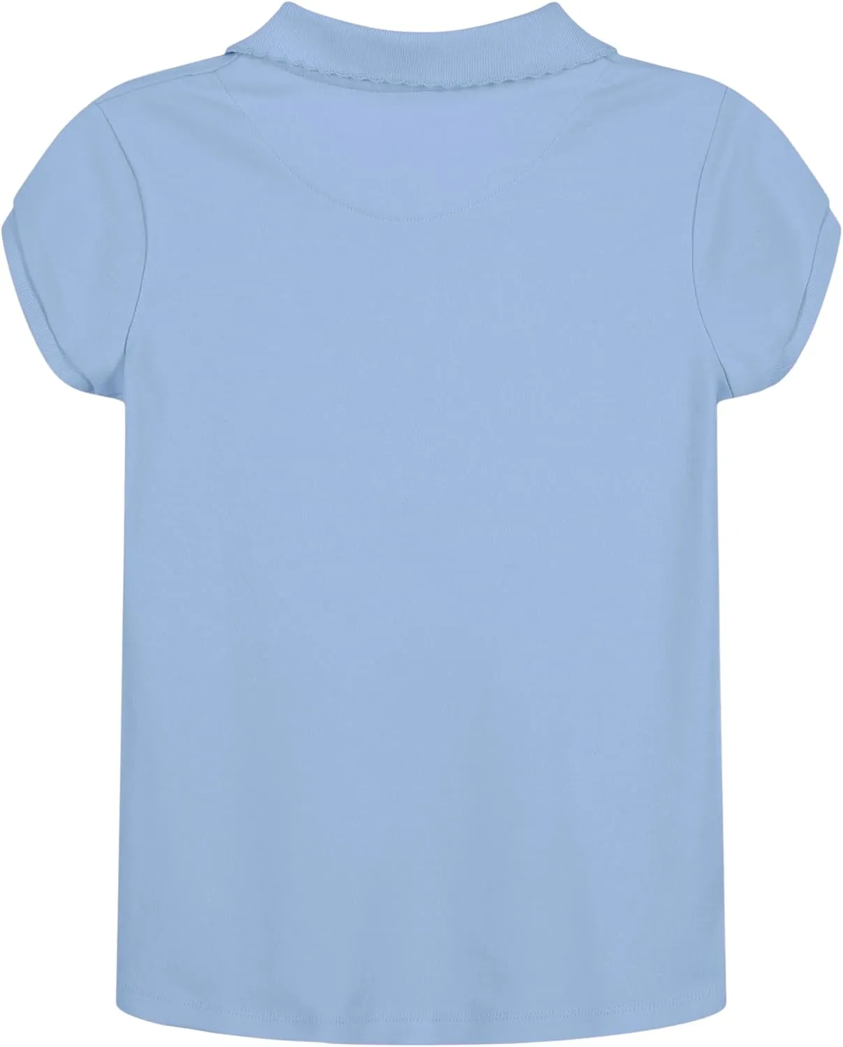 Nautica Girls' School Uniform Short Sleeve Polo Shirt, Button Closure, Soft Pique Fabric