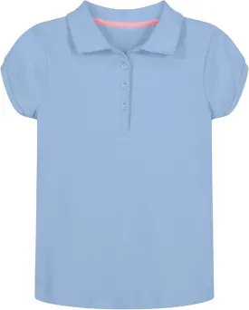 Nautica Girls' School Uniform Short Sleeve Polo Shirt, Button Closure, Soft Pique Fabric