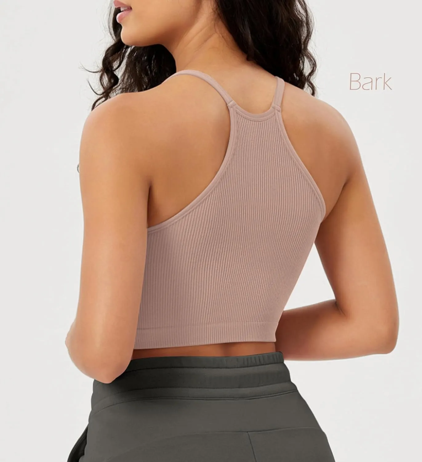 ODODOS Women's Crop 3-Pack Seamless Rib-Knit Camisole Crop Tank Tops