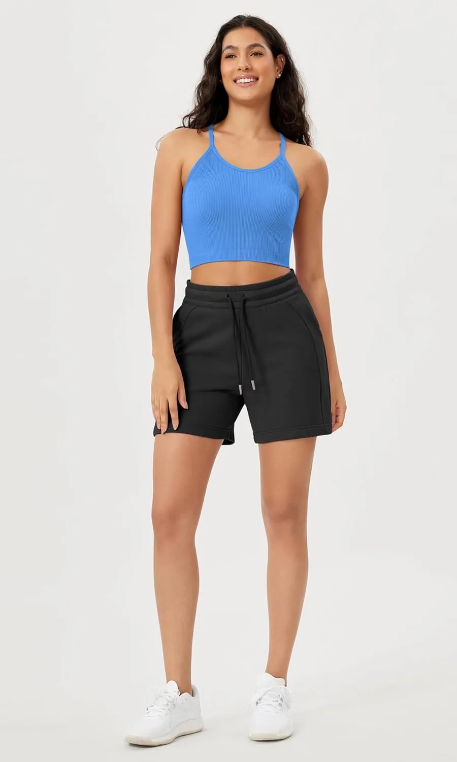 ODODOS Women's Crop Seamless Rib-Knit Camisole Strappy Racerback Cropped Tank Tops