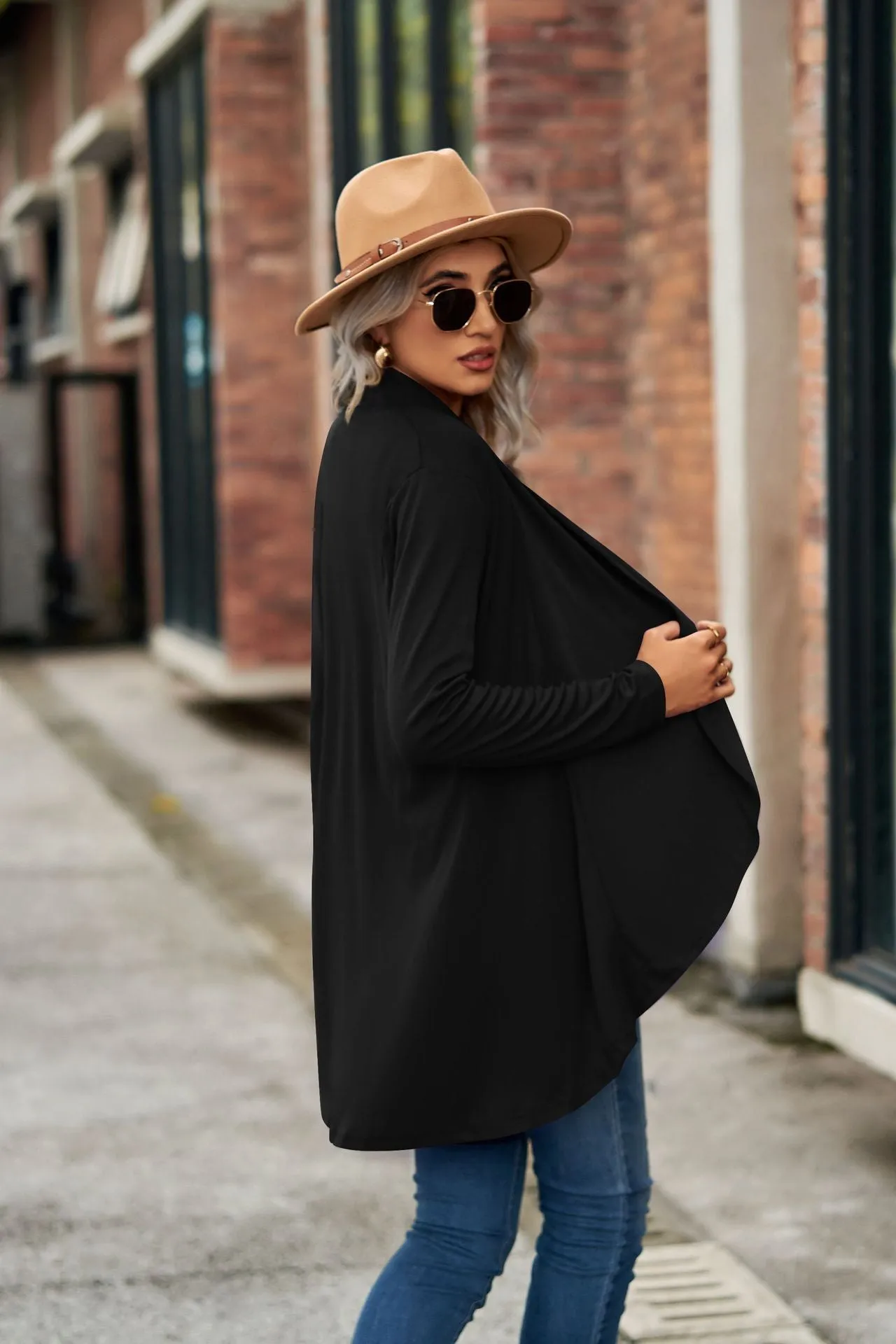 Open Front Long Sleeve Top