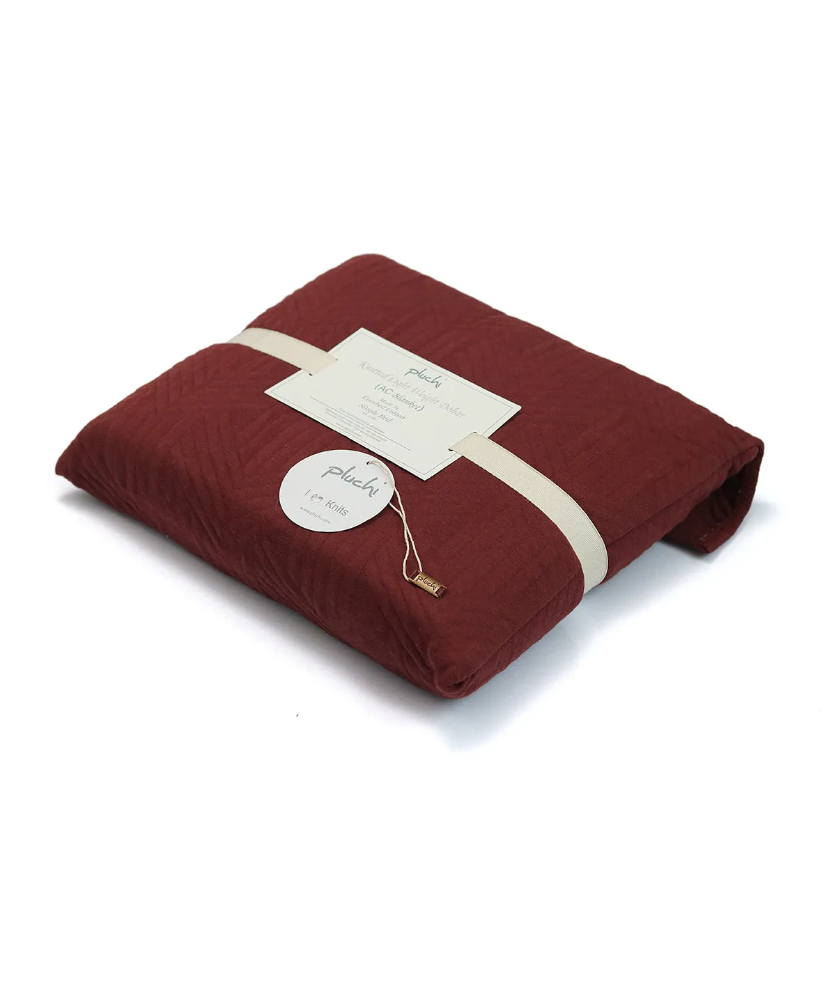 Parquet Texture Maroon Cotton Knitted Light weight Quilted Blanket