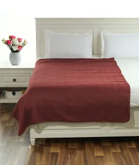 Parquet Texture Maroon Cotton Knitted Light weight Quilted Blanket