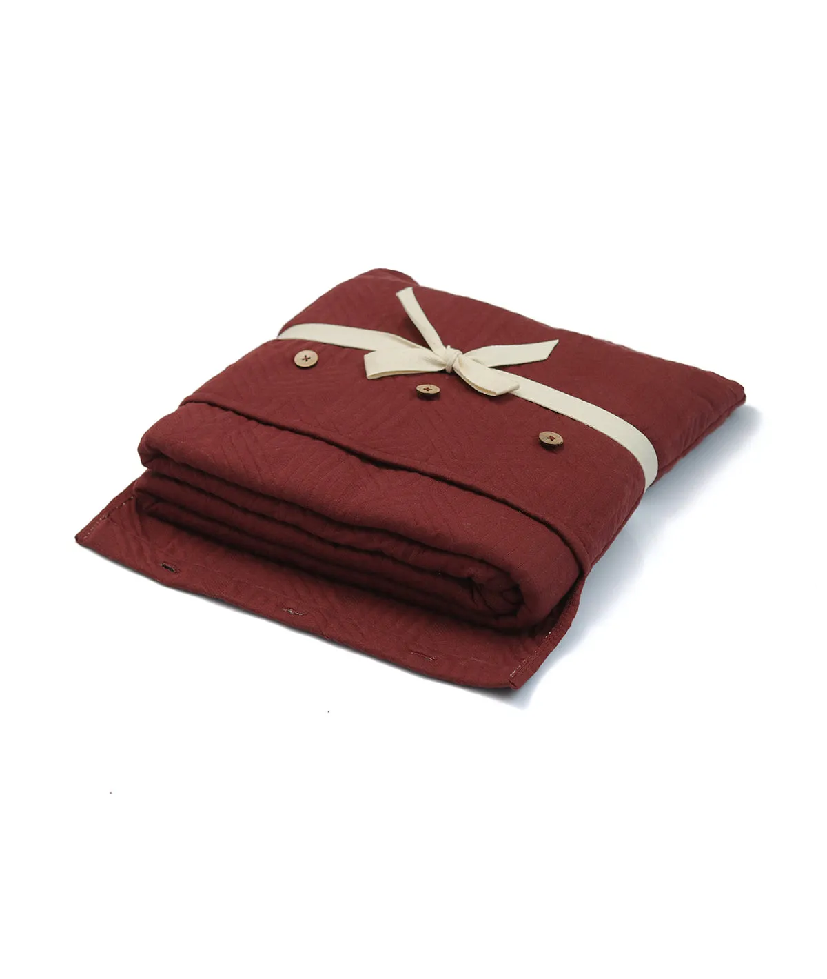 Parquet Texture Maroon Cotton Knitted Light weight Quilted Blanket