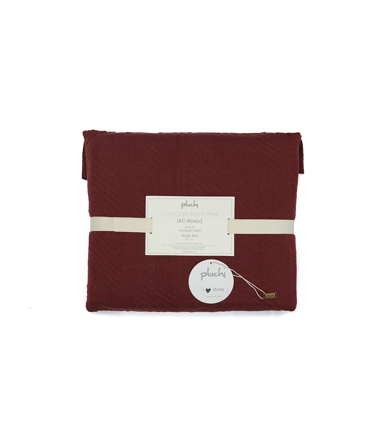 Parquet Texture Maroon Cotton Knitted Light weight Quilted Blanket