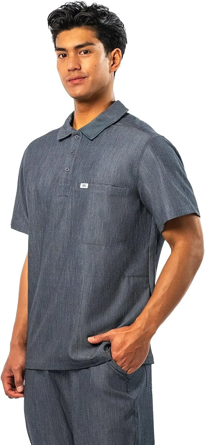 Peelz Jack 4-Pocket Polo Scrub Tops for Men - Soft Stretch Fabric Scrubs, Fashion-Forward Men's Scrub Top, Classic Fit