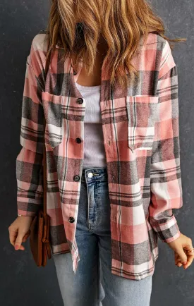 Pink plaid button up shirt