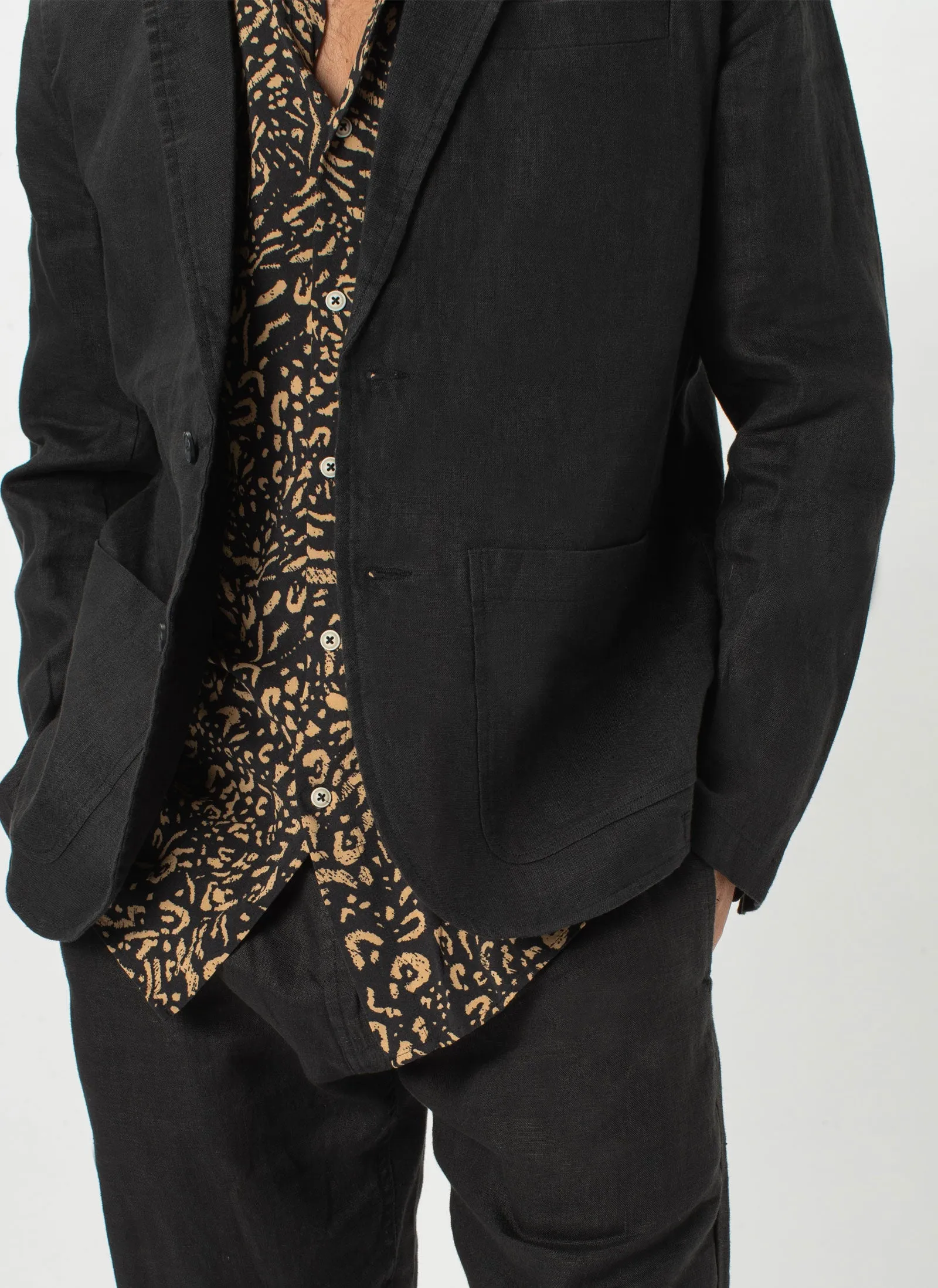 Poolside Jacket Black Linen