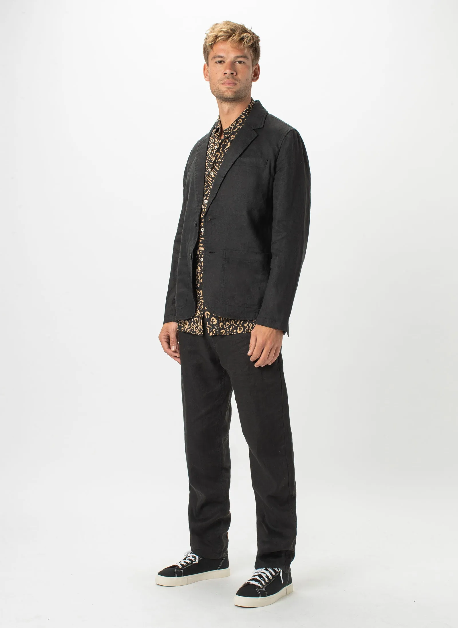 Poolside Jacket Black Linen