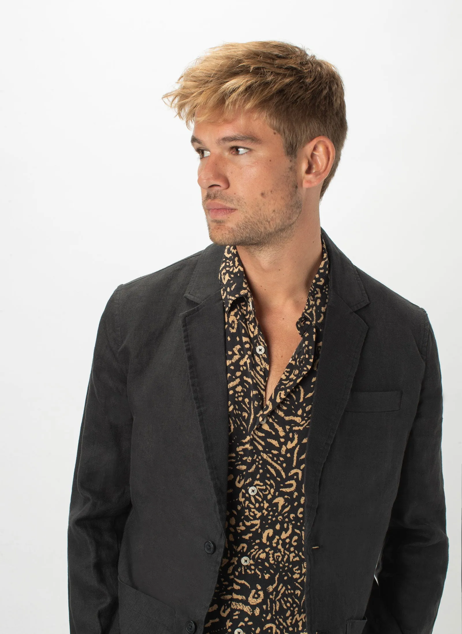 Poolside Jacket Black Linen