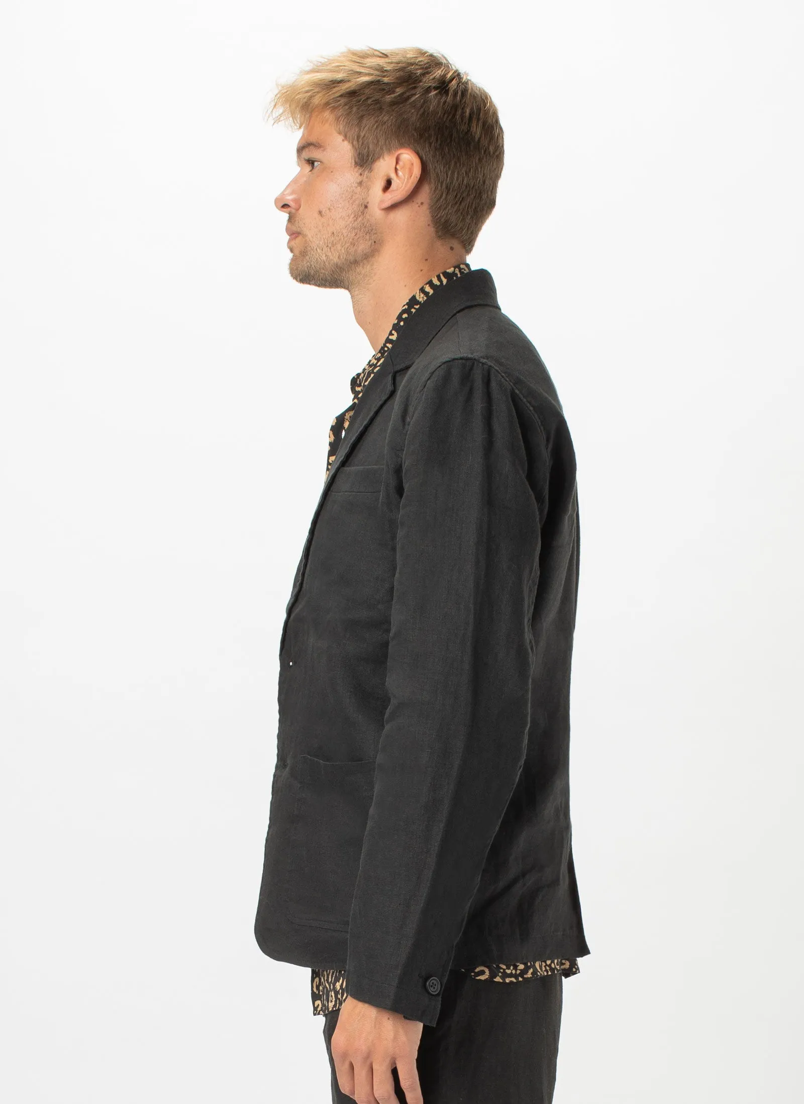 Poolside Jacket Black Linen