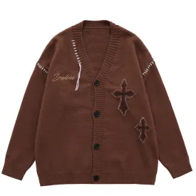 PopFlying Knit Cardigan Sweater Cross