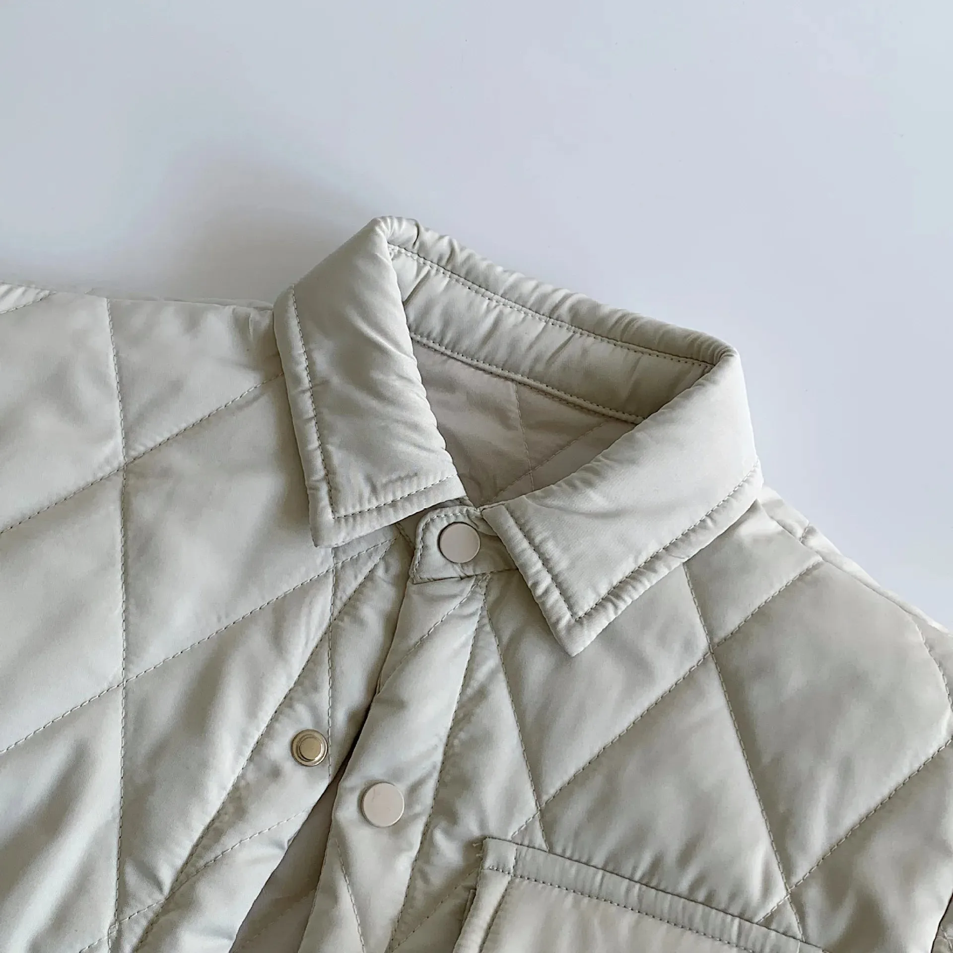 Quilted Solid Collar Jacket