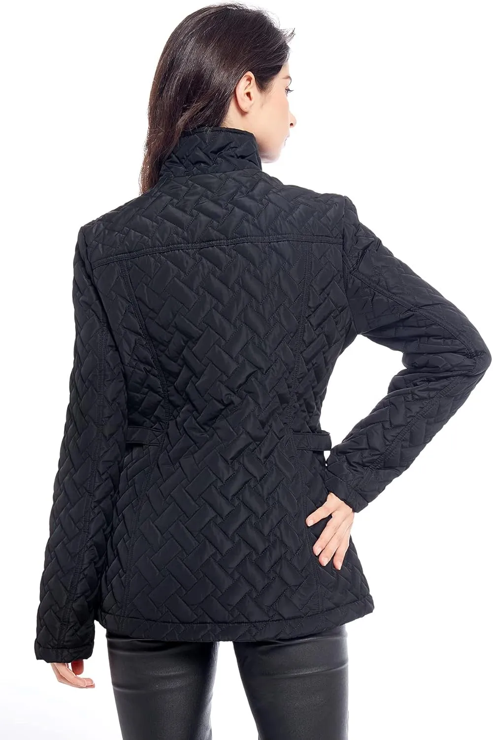 S P Y M Womens Diamond Quilted Jacket Lightweight Padding Coat with Pockets, Regular and Plus Size