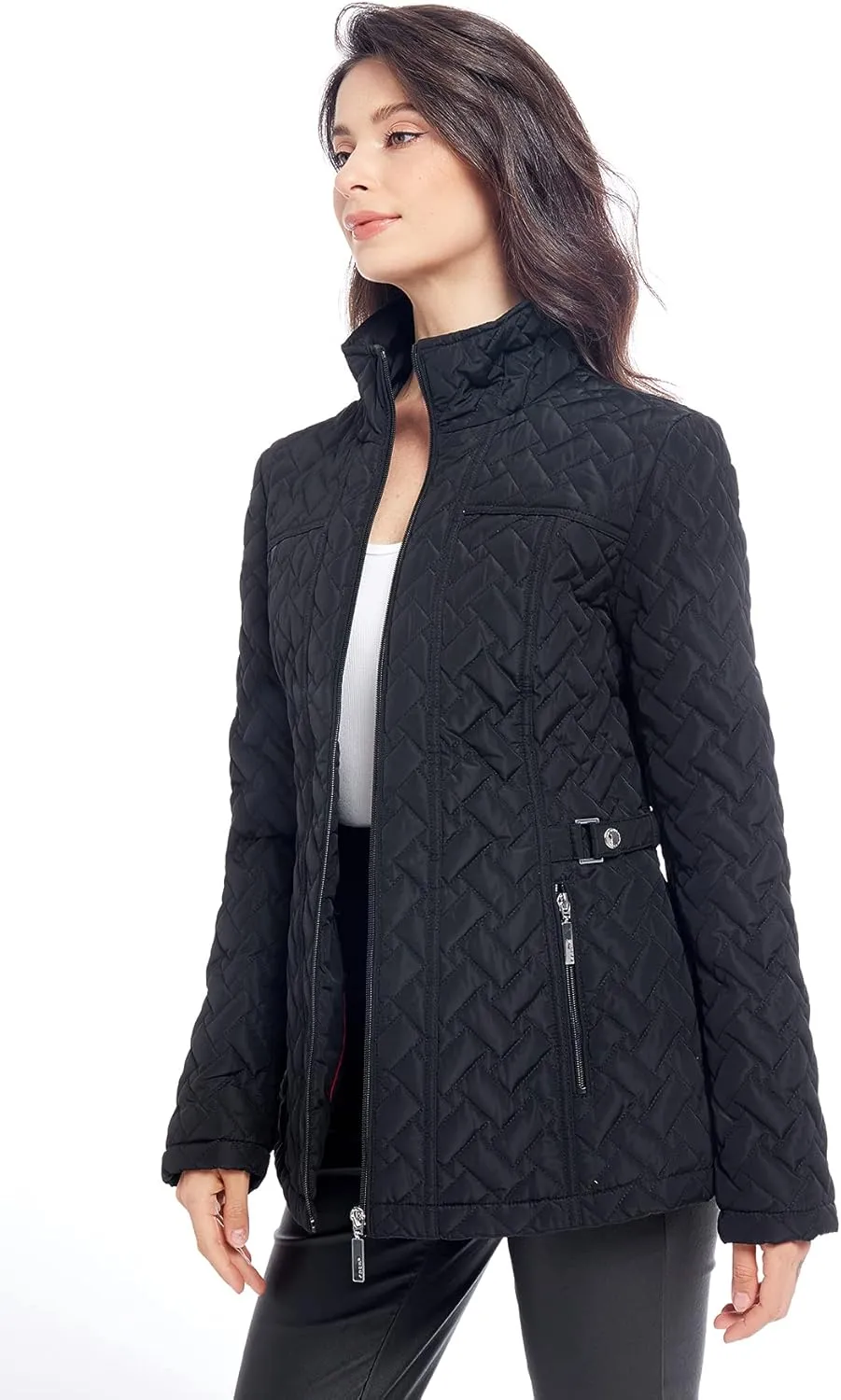 S P Y M Womens Diamond Quilted Jacket Lightweight Padding Coat with Pockets, Regular and Plus Size