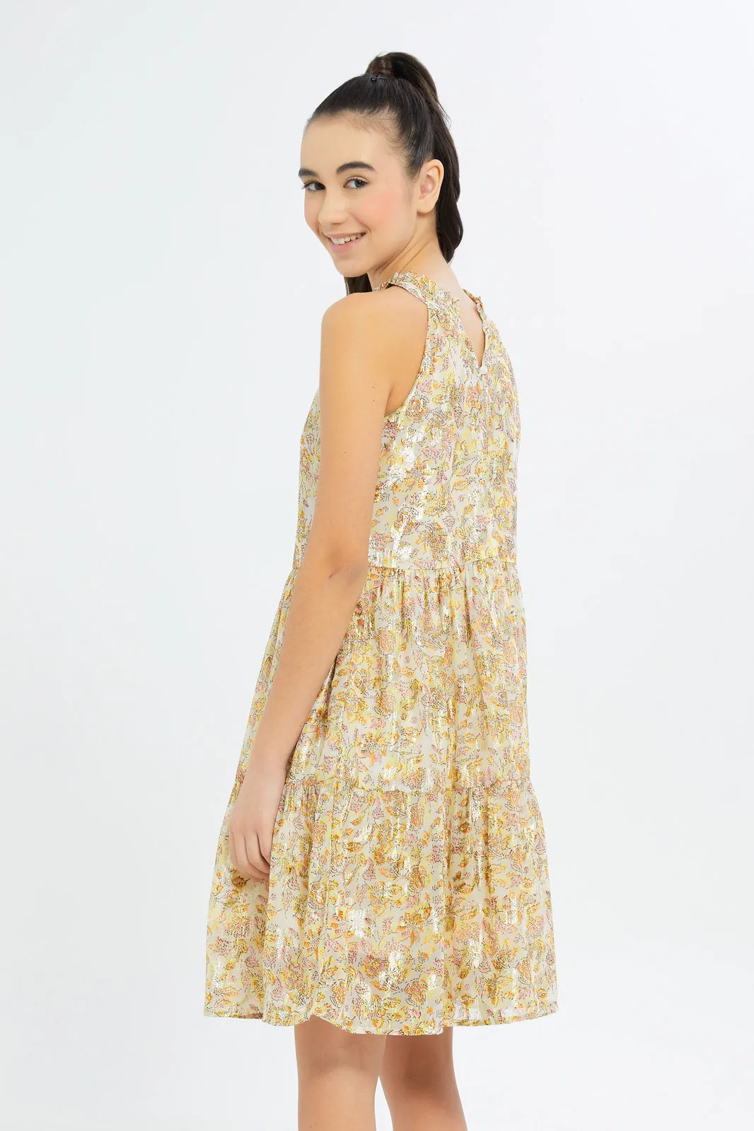 Senior Girls Beige Halter Dress