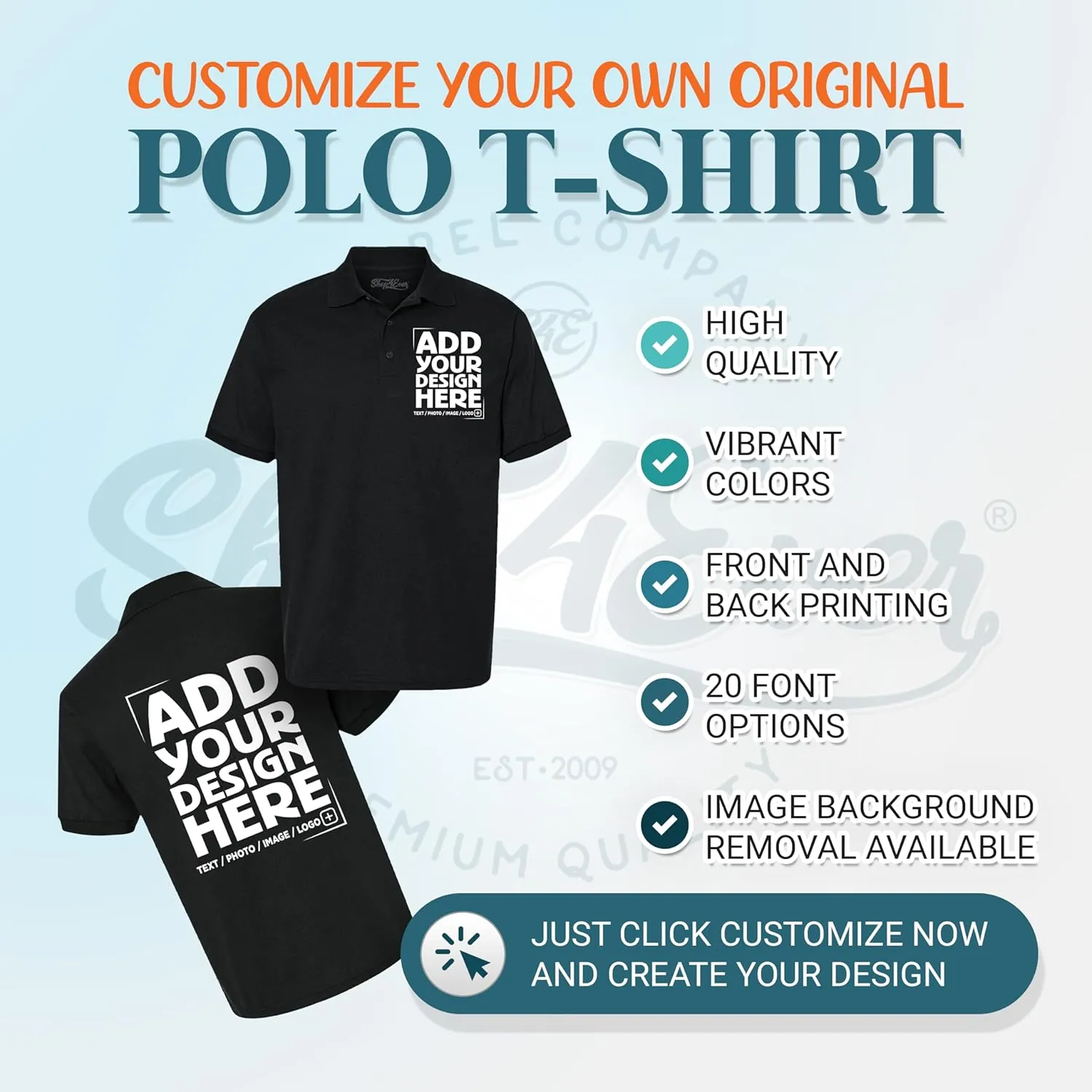 shop4ever Personalized Custom Design Your Own Polo Shirt