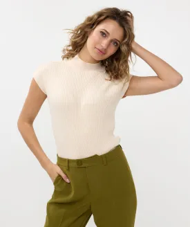 Short Sleeve High Neck Sweater