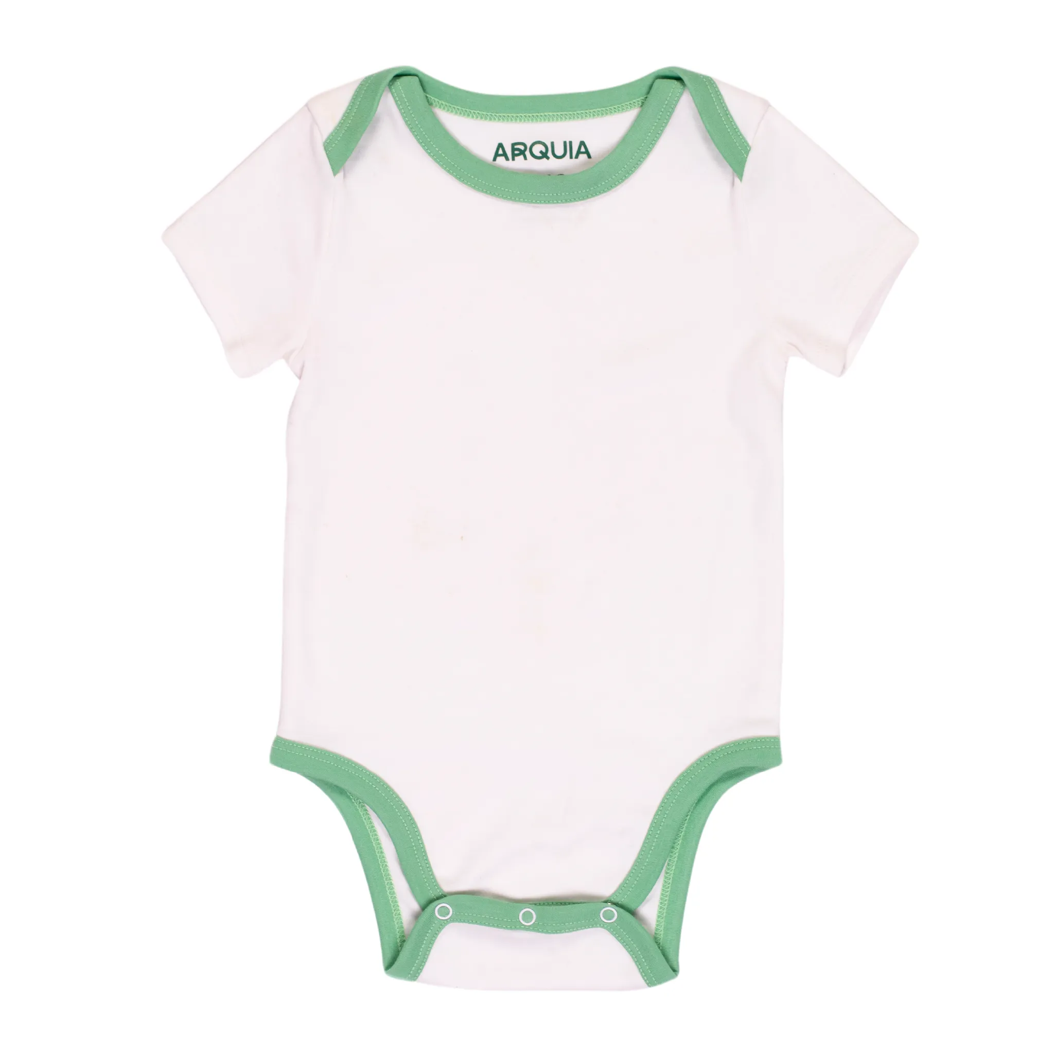 Short Sleeve Onesie in White with Grass Green