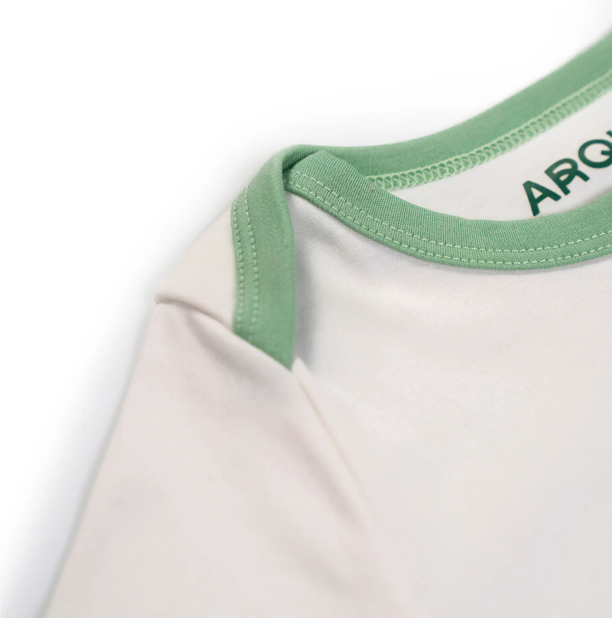 Short Sleeve Onesie in White with Grass Green