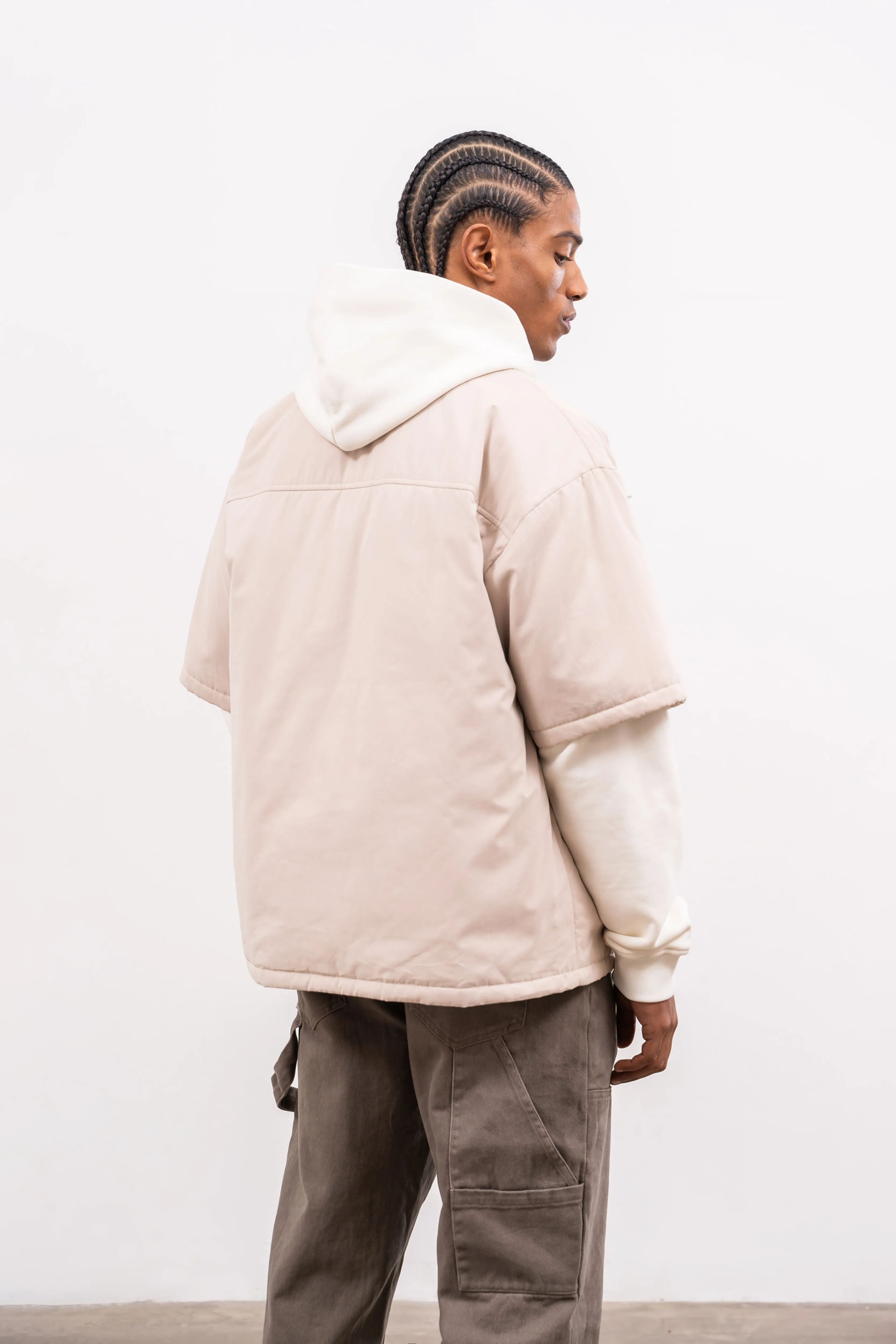 SHORT SLEEVE PADDED SHIRT - OFF WHITE