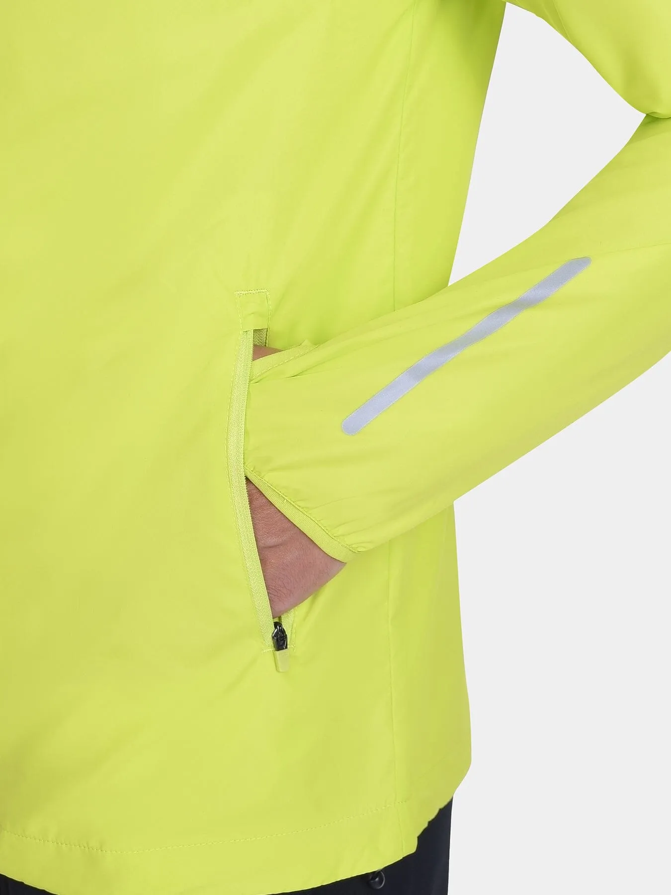 Softshell Packable Running Water Repellant Hooded Jacket For Men With Thumbholes, Reflective Strips & Zip Pockets