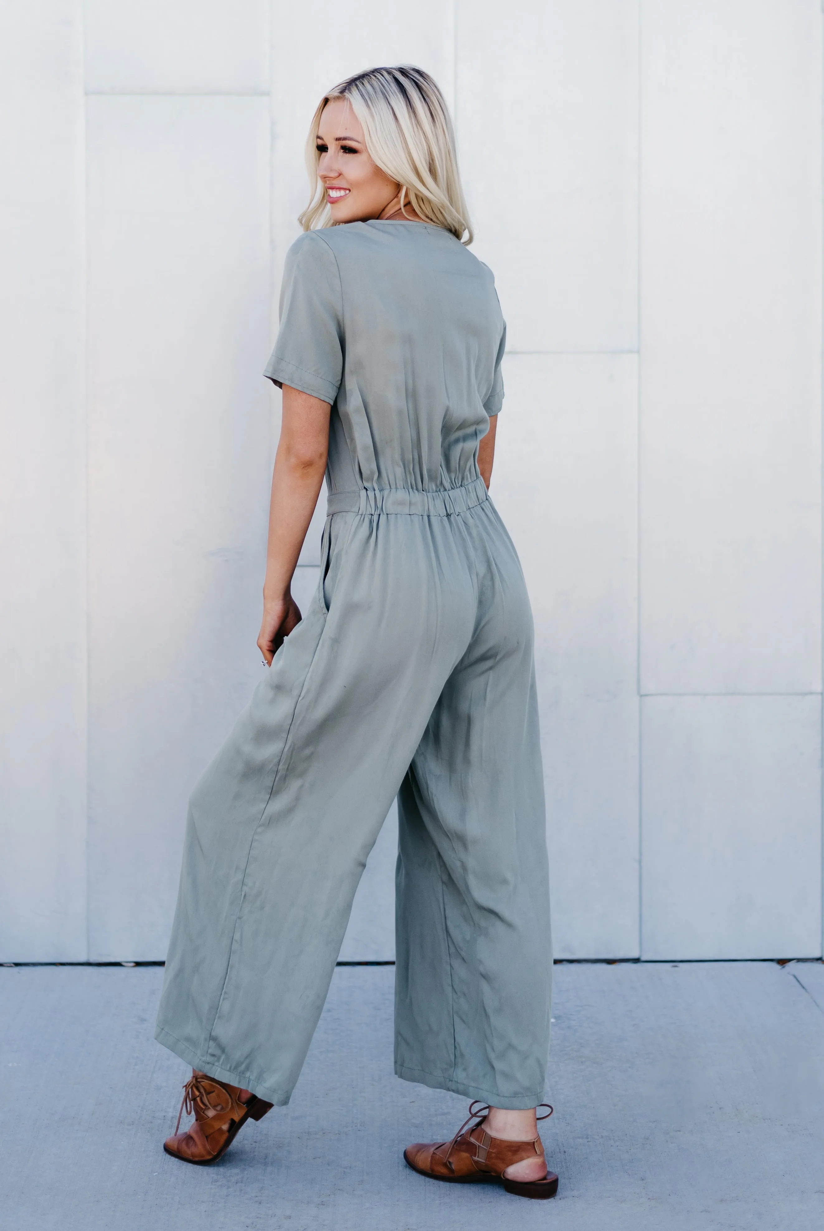Solid Button Jumper: Olive
