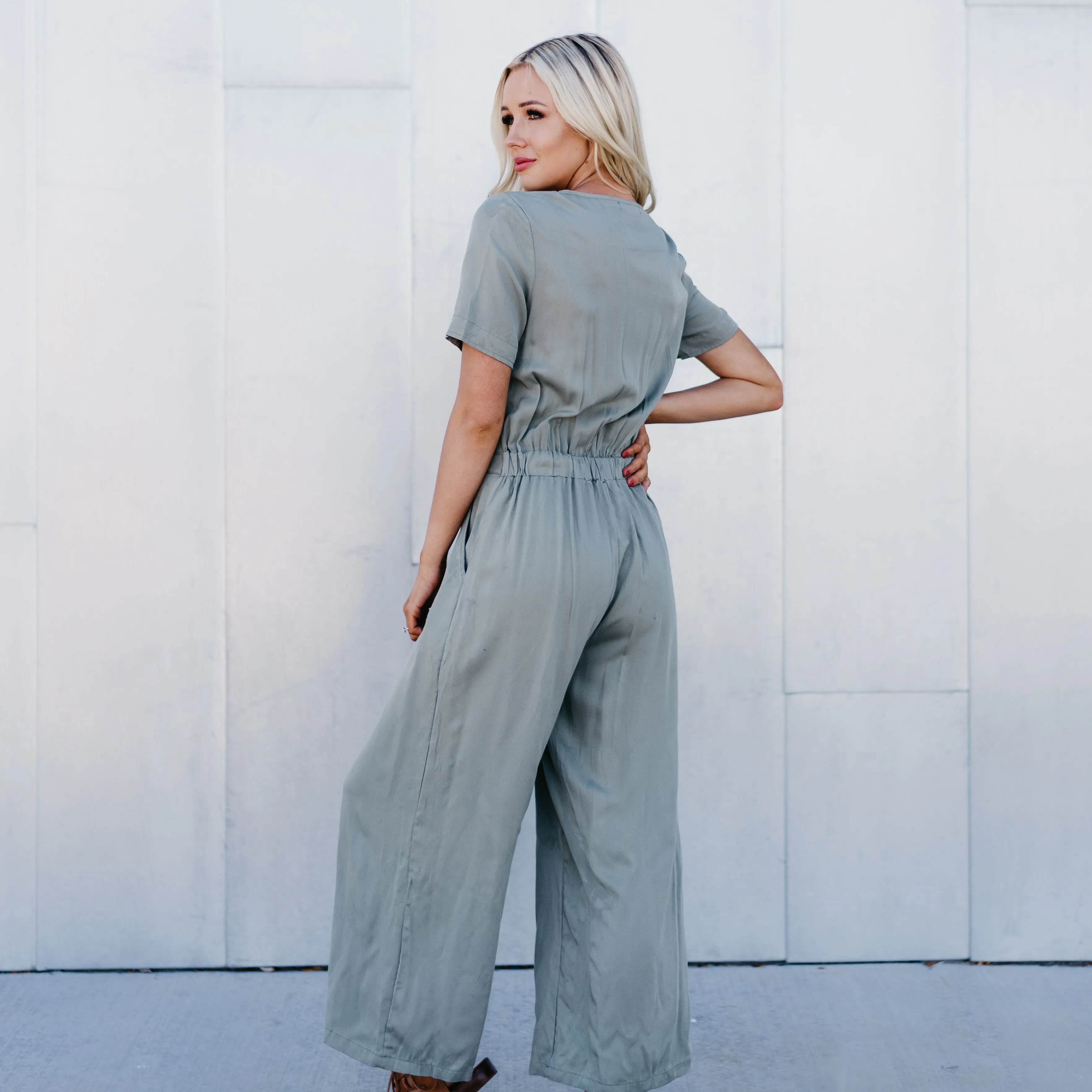 Solid Button Jumper: Olive